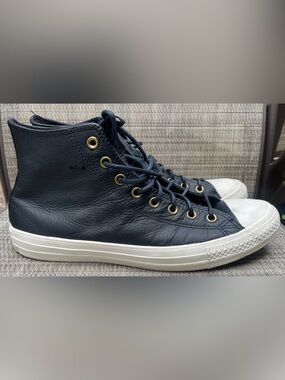 Converse Chuck Taylor Black Leather High Top Sneakers Men’s Sz 11.5 Wms 13.5